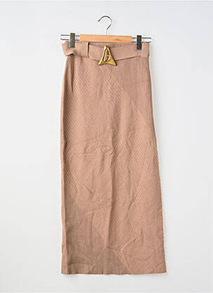 Jupe mi-longue stretch marron AERON femme