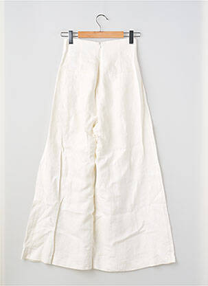 Pantalon large tissage crêpe taille haute beige MASSIMO DUTTI femme