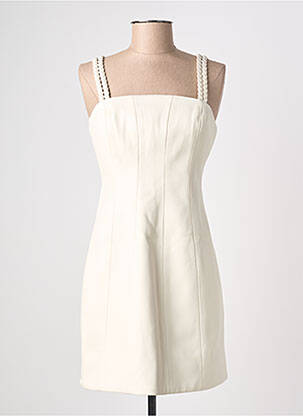 Robe courte fermeture zippée au dos fines bretelles beige AJE femme
