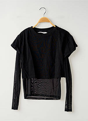 Top stretch manches longues noir MANGO femme
