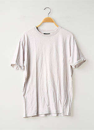 T-shirt stretch manches courtes gris BERSHKA femme