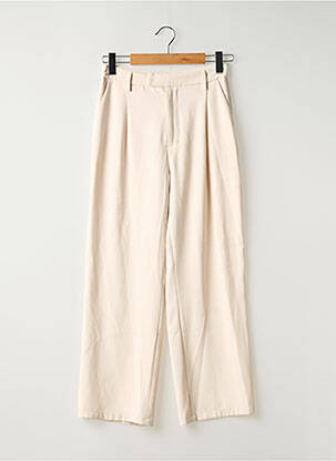 Pantalon droit tissage crêpe taille haute beige OUTFITBOOK femme