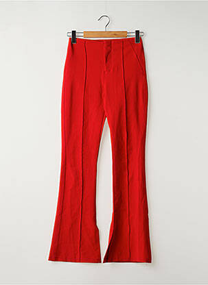 Pantalon flare fermeture zippée sous rabat avec crochet taille haute rouge BERSHKA femme
