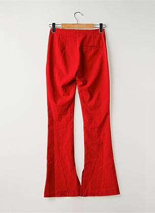 Pantalon flare fermeture zippée sous rabat avec crochet taille haute rouge BERSHKA femme