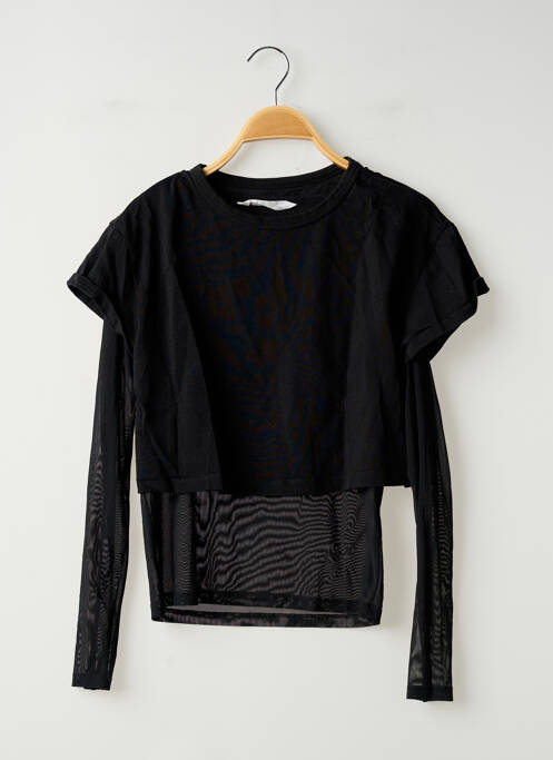Top tissage jersey manches longues noir MANGO femme