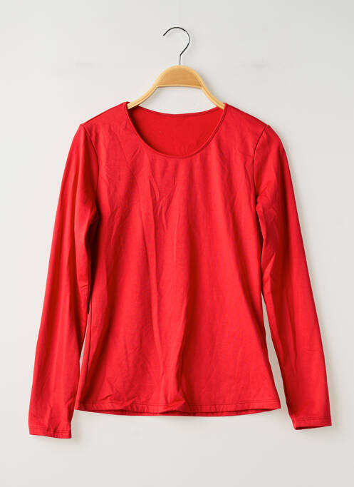 Top tissage jersey manches longues rouge SANS MARQUE femme