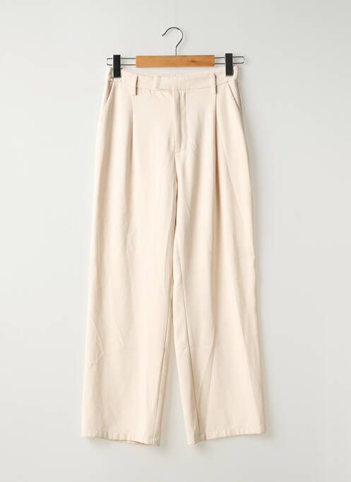 Pantalon droit tissage crêpe taille haute beige OUTFITBOOK femme