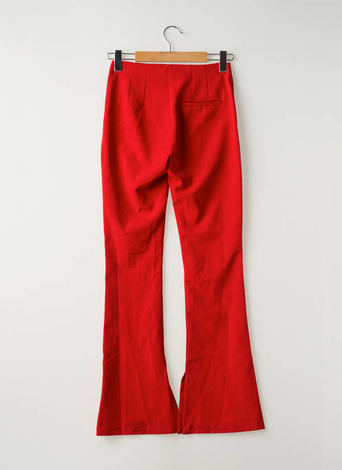 Pantalon flare fermeture zippée sous rabat avec crochet taille haute rouge BERSHKA femme