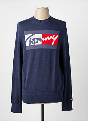 Pull maille souple et aérée manches longues bleu TOMMY HILFIGER homme