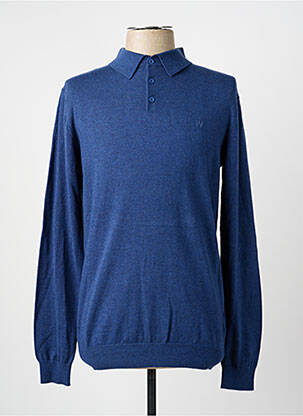 Pull col polo manches longues bleu WRANGLER homme