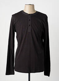 T-shirt col tunisien manches longues noir FREEMAN T.PORTER homme