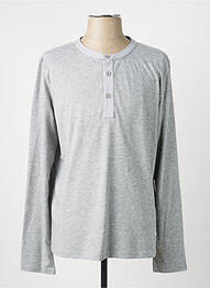 T-shirt col tunisien manches longues gris FREEMAN T.PORTER homme