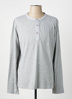 T-shirt col tunisien manches longues gris FREEMAN T.PORTER homme