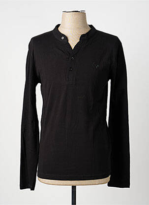 T-shirt col tunisien manches longues noir LEE COOPER homme