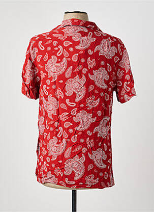 Chemise manches courtes col tailleur rouge SCHOTT homme