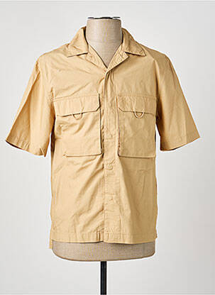 Chemise manches courtes col tailleur beige CALVIN KLEIN homme