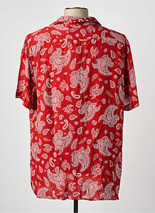 Chemise manches courtes col tailleur rouge SCHOTT homme