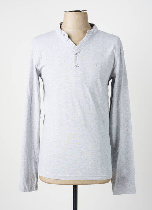 T-shirt col tunisien manches longues gris LEE COOPER homme
