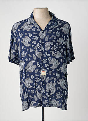 Chemise manches courtes imprimé fantaisie bleu SCHOTT homme