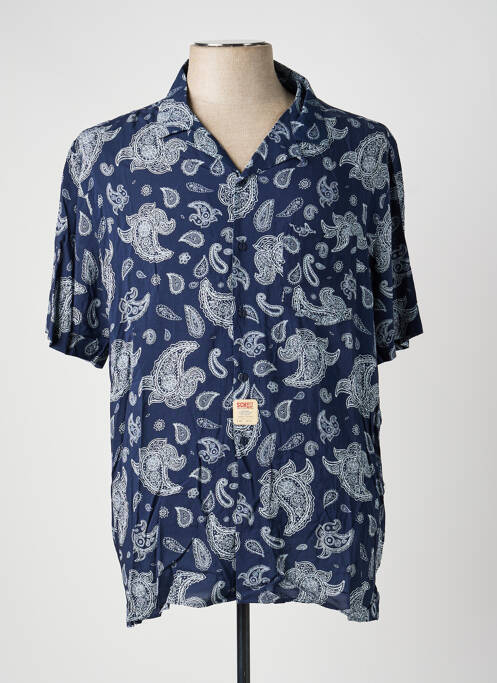 Chemise manches courtes imprimé fantaisie bleu SCHOTT homme