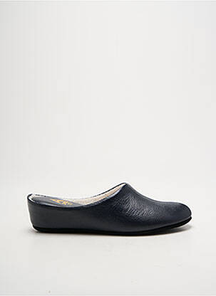 Chaussons/pantoufles tissage satiné talon plat jusqu'à 3cm bleu ANNY femme