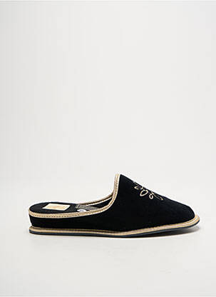 Chaussons/pantoufles tissage velours talon plat jusqu'à 3cm noir ANNY femme