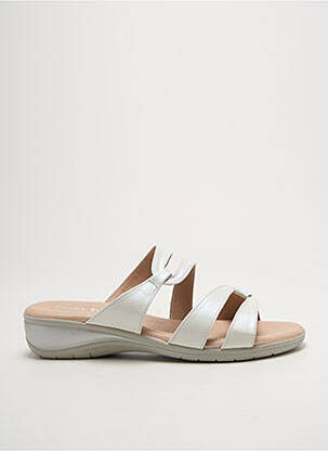 Mules/sabots tissage satiné talon de 4 à 6cm blanc PEDRO TORRES femme