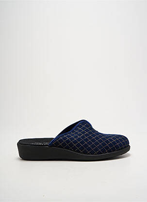 Chaussons/pantoufles tissage satiné talon de 4 à 6cm bleu PORTANIA femme
