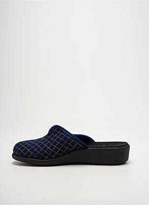 Chaussons/pantoufles tissage satiné talon de 4 à 6cm bleu PORTANIA femme