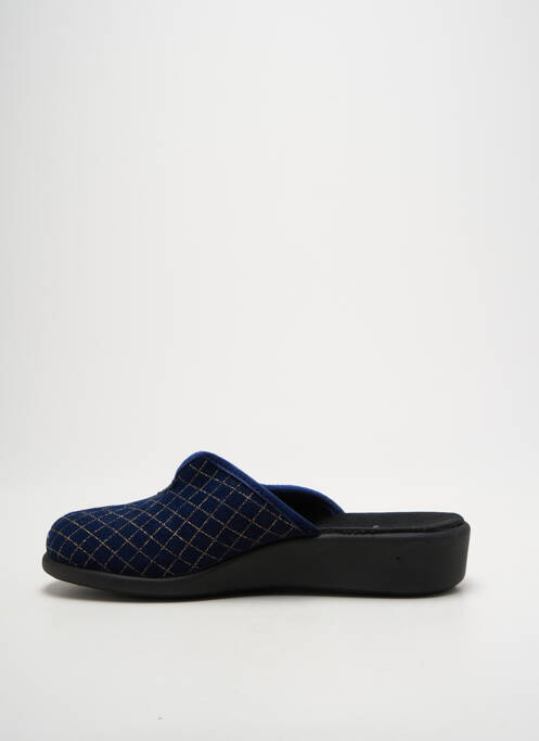 Chaussons/pantoufles tissage satiné talon de 4 à 6cm bleu PORTANIA femme