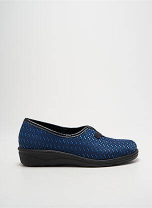 Chaussons/pantoufles tissage satiné talon plat jusqu'à 3cm bleu ROMIKA femme