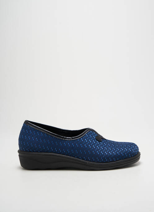 Chaussons/pantoufles tissage satiné talon plat jusqu'à 3cm bleu ROMIKA femme