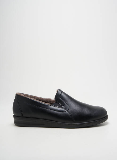 Chaussons/pantoufles tissage satiné bout rond noir ROMIKA homme