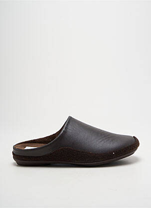 Chaussons/pantoufles tissage satiné bout rond marron LA VAGUE homme