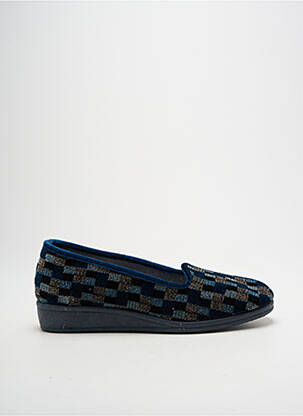 Chaussons/pantoufles tissage velours talon plat jusqu'à 3cm bleu LA VAGUE femme