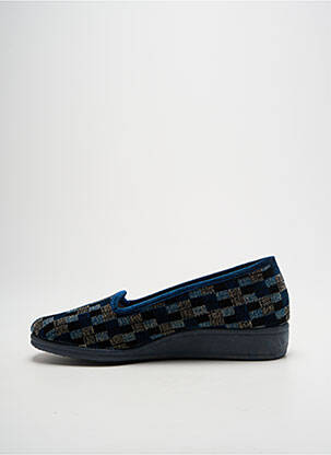 Chaussons/pantoufles tissage velours talon plat jusqu'à 3cm bleu LA VAGUE femme