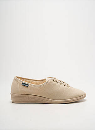 Chaussons/pantoufles fermeture lacets talon plat jusqu'à 3cm beige LA VAGUE femme