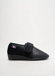 Chaussons/pantoufles fermeture scratch talon plat jusqu'à 3cm noir LA VAGUE femme