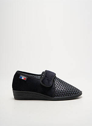 Chaussons/pantoufles fermeture scratch talon plat jusqu'à 3cm noir LA VAGUE femme