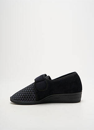 Chaussons/pantoufles fermeture scratch talon plat jusqu'à 3cm noir LA VAGUE femme
