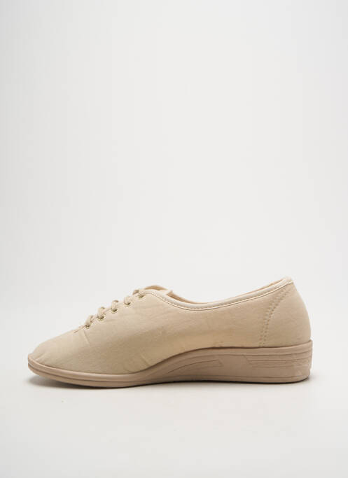 Chaussons/pantoufles fermeture lacets talon plat jusqu'à 3cm beige LA VAGUE femme