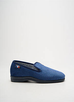 Chaussons/pantoufles tissage velours bout rond bleu LA VAGUE homme