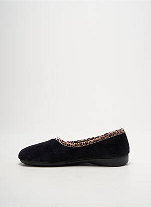 Chaussons/pantoufles tissage velours talon plat jusqu'à 3cm noir LA VAGUE femme