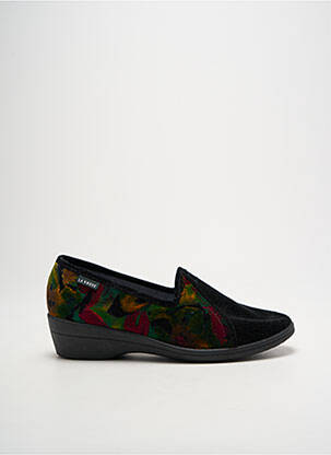 Chaussons/pantoufles tissage velours talon de 4 à 6cm noir LA VAGUE femme
