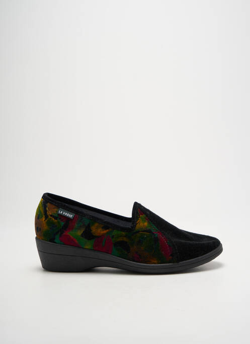 Chaussons/pantoufles tissage velours talon de 4 à 6cm noir LA VAGUE femme