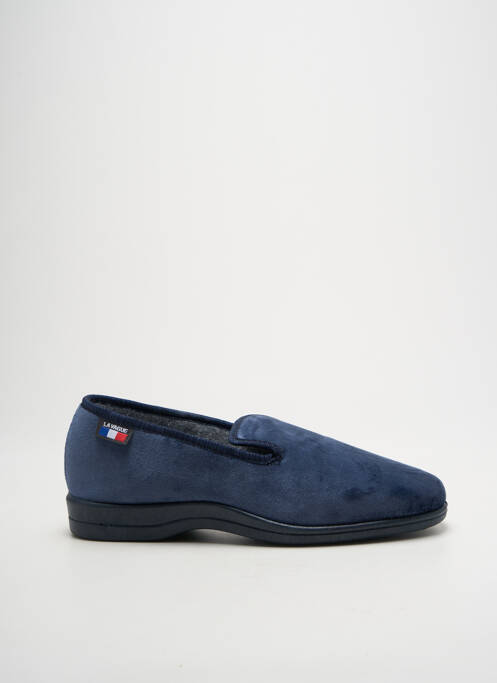 Chaussons/pantoufles tissage velours bout rond bleu LA VAGUE homme