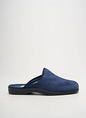 Chaussons/pantoufles tissage velours bout rond bleu fonce LA VAGUE homme