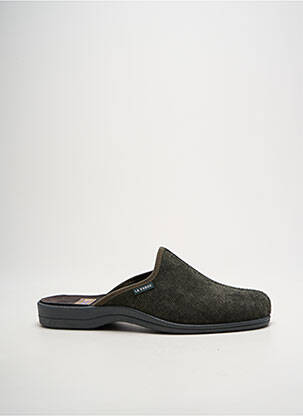 Chaussons/pantoufles tissage velours bout rond vert LA VAGUE homme