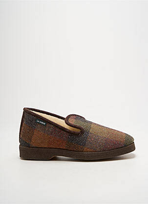 Chaussons/pantoufles bout rond bout rond marron LA VAGUE homme