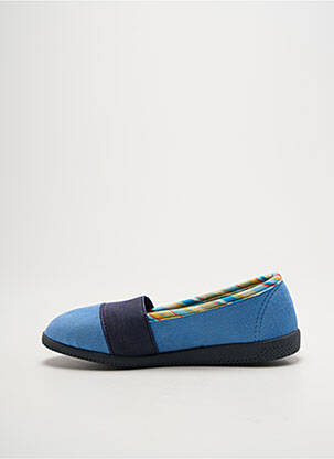 Chaussons/pantoufles tissage velours talon plat jusqu'à 3cm bleu LA VAGUE femme